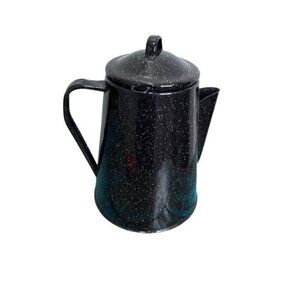 Vintage Black Graniteware Enamel Coffee Pot | Campware